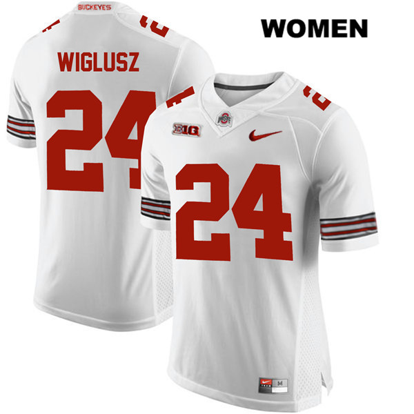Ohio State Buckeyes Women's Sam Wiglusz #24 White Authentic Nike College NCAA Stitched Football Jersey HZ19D85LB